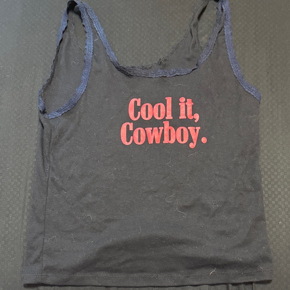 Black Crop Top with Red Text